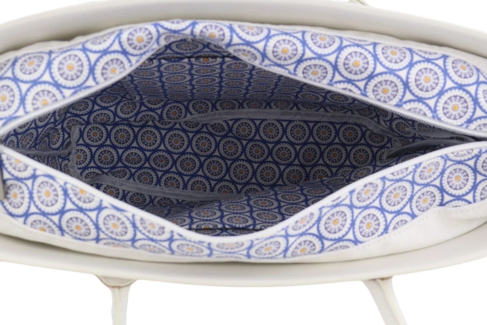 O Bag Urban Women Bag OS White Dual Handles Patterned Liner Trapeze Tote - O Bag