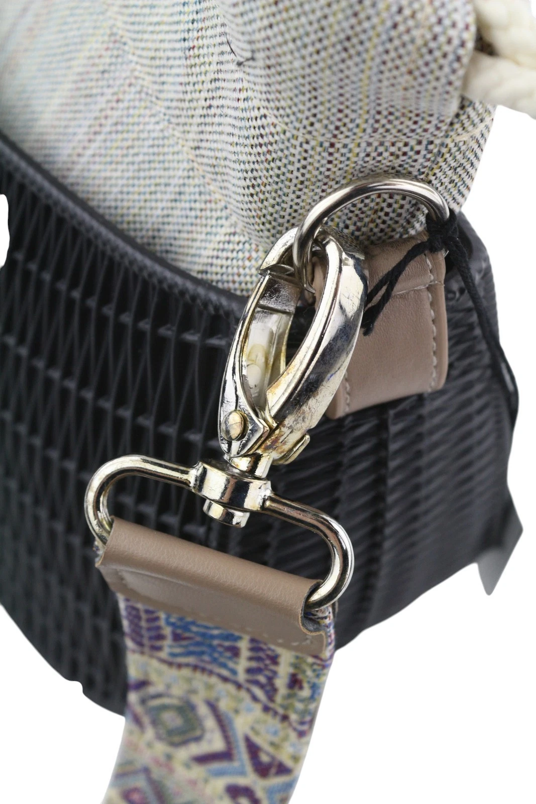 O Bag Swing Women's Bag OS Black Textured Silicone Half Moon Inner Crossbody - O Bag