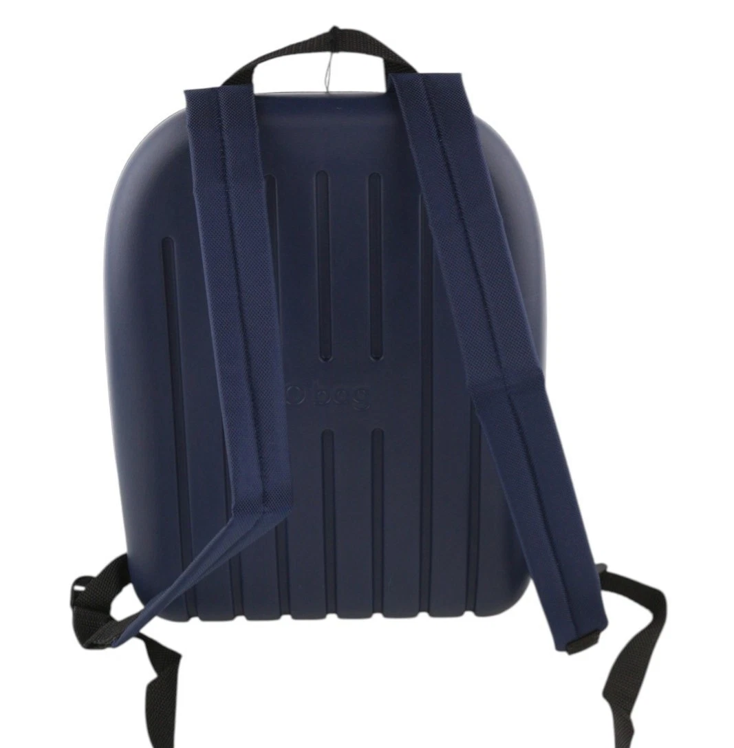 O Bag Ladies Bag OS Unisex Blue Round Backpack Front Zip Double Handle Logo - O Bag