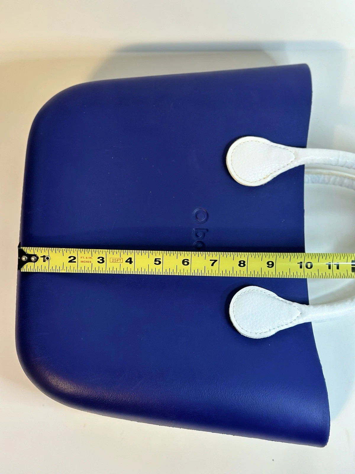 O Bag Italy Blue Waterproof Purse White Handles Removable Lining - O Bag