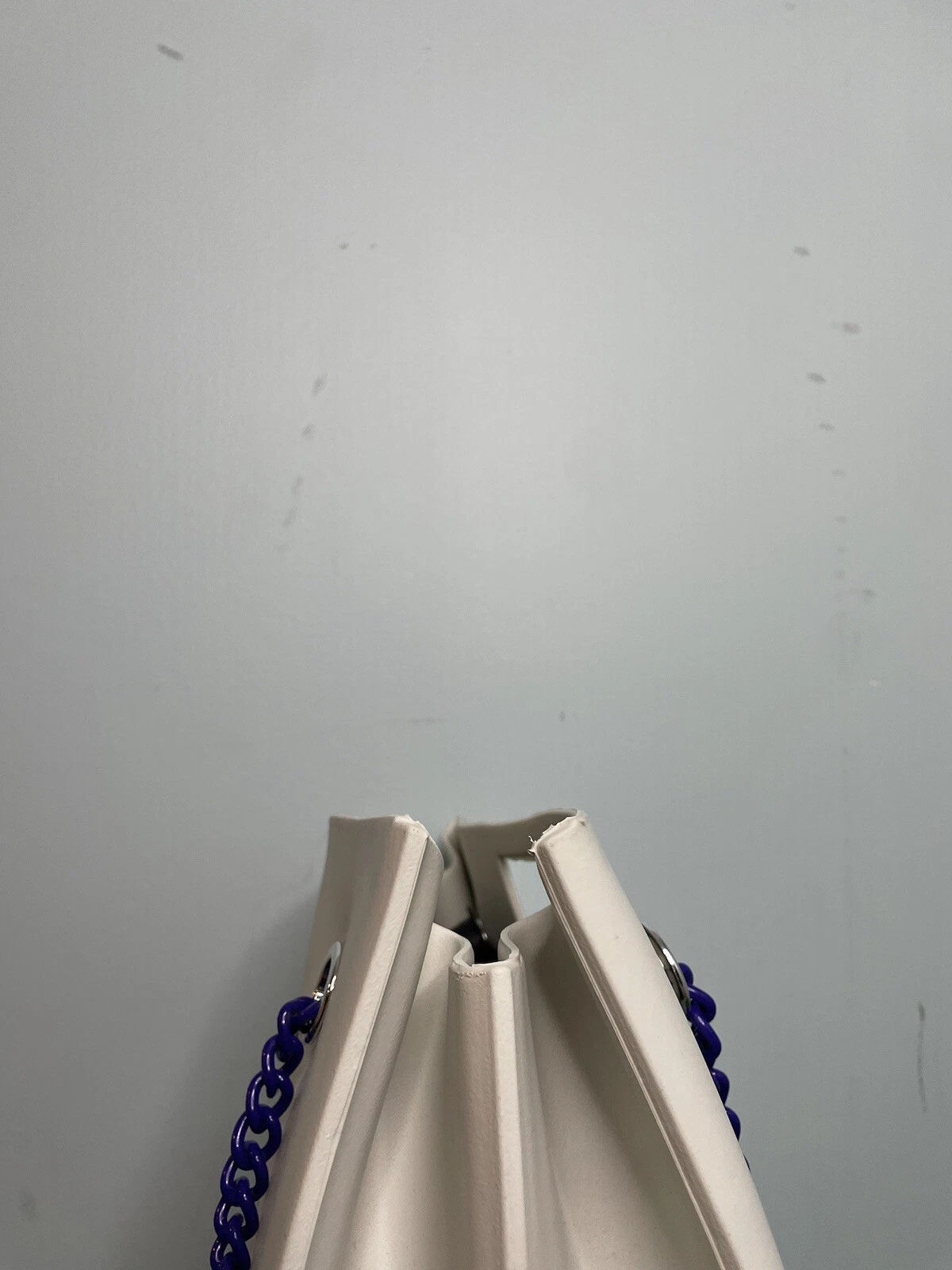 OBag Rubber White Tote Bag Handbag Double Chain Handles Classic Iconic - O Bag