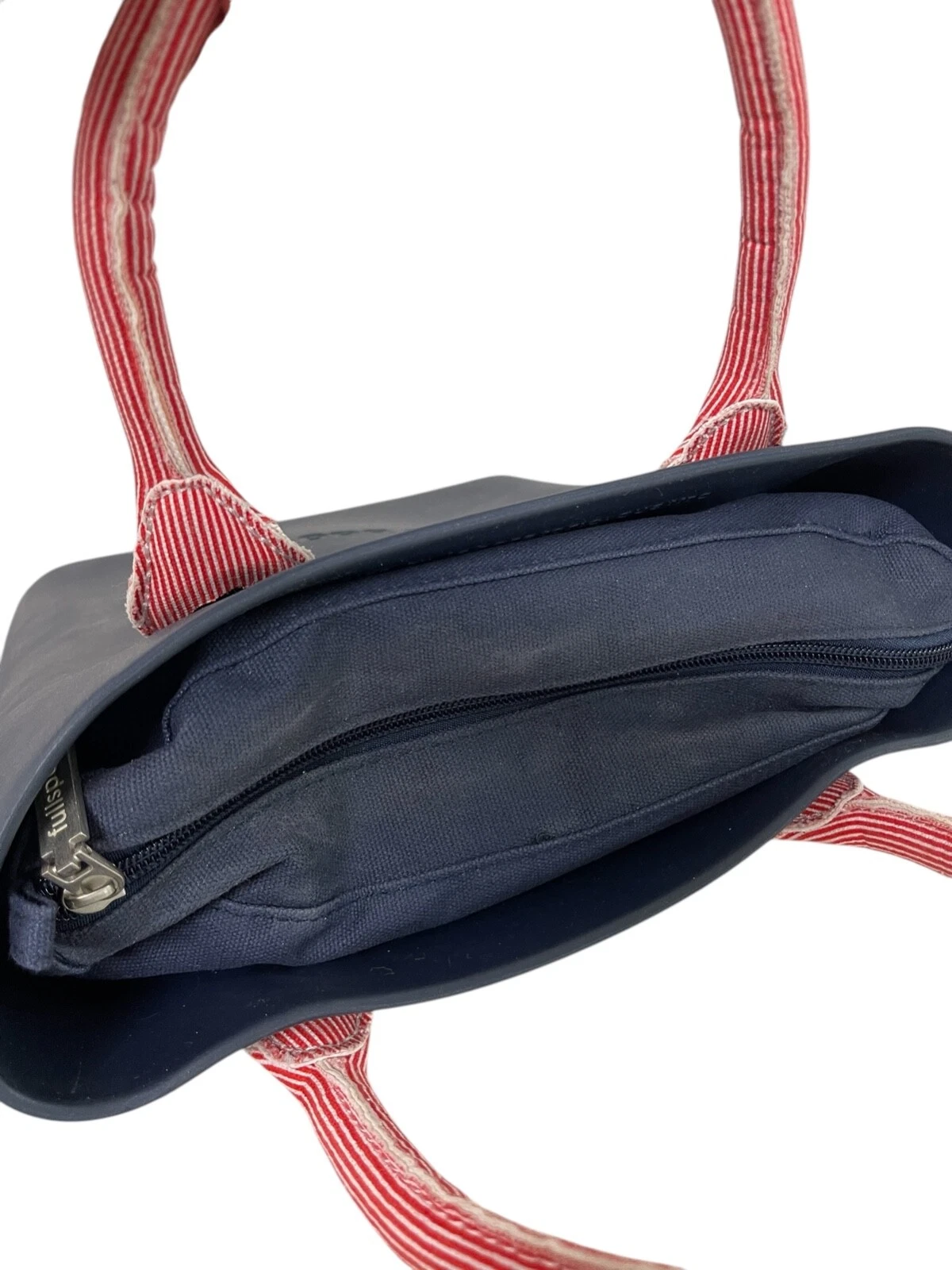 O bag Made in Italy Bucket Basket Tote Satchel Bag Navy Blue w/ Zippered Liner - O Bag