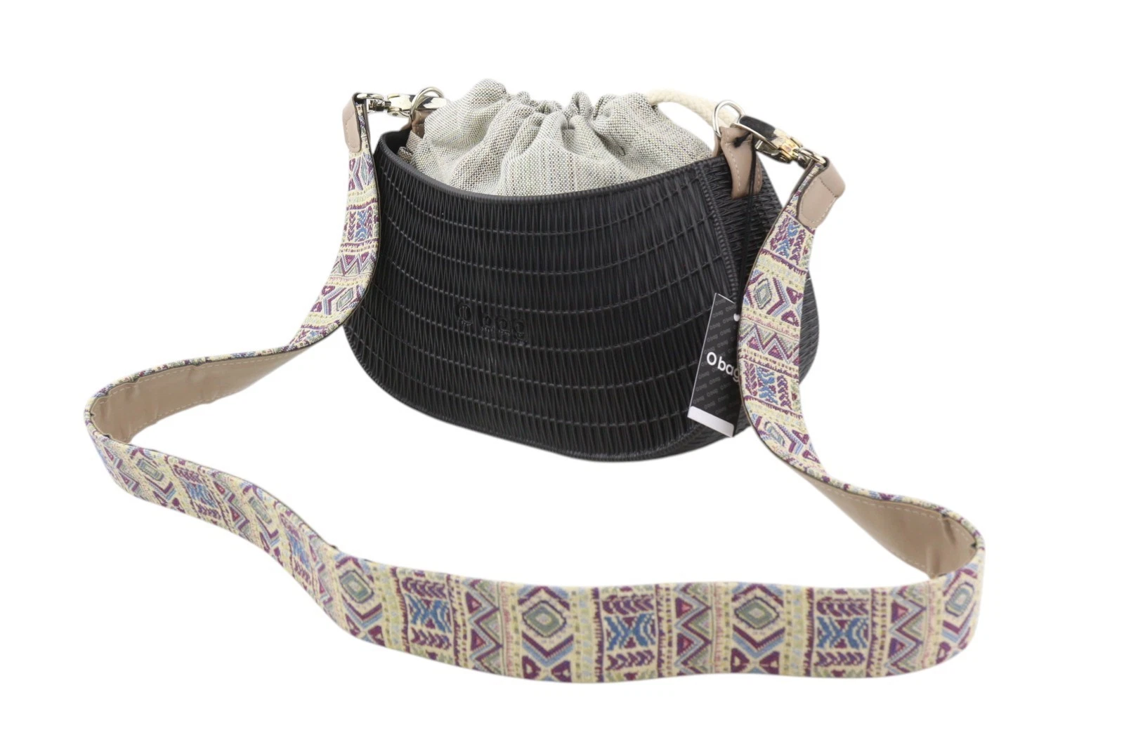 O Bag Swing Women's Bag OS Black Textured Silicone Half Moon Inner Crossbody - O Bag