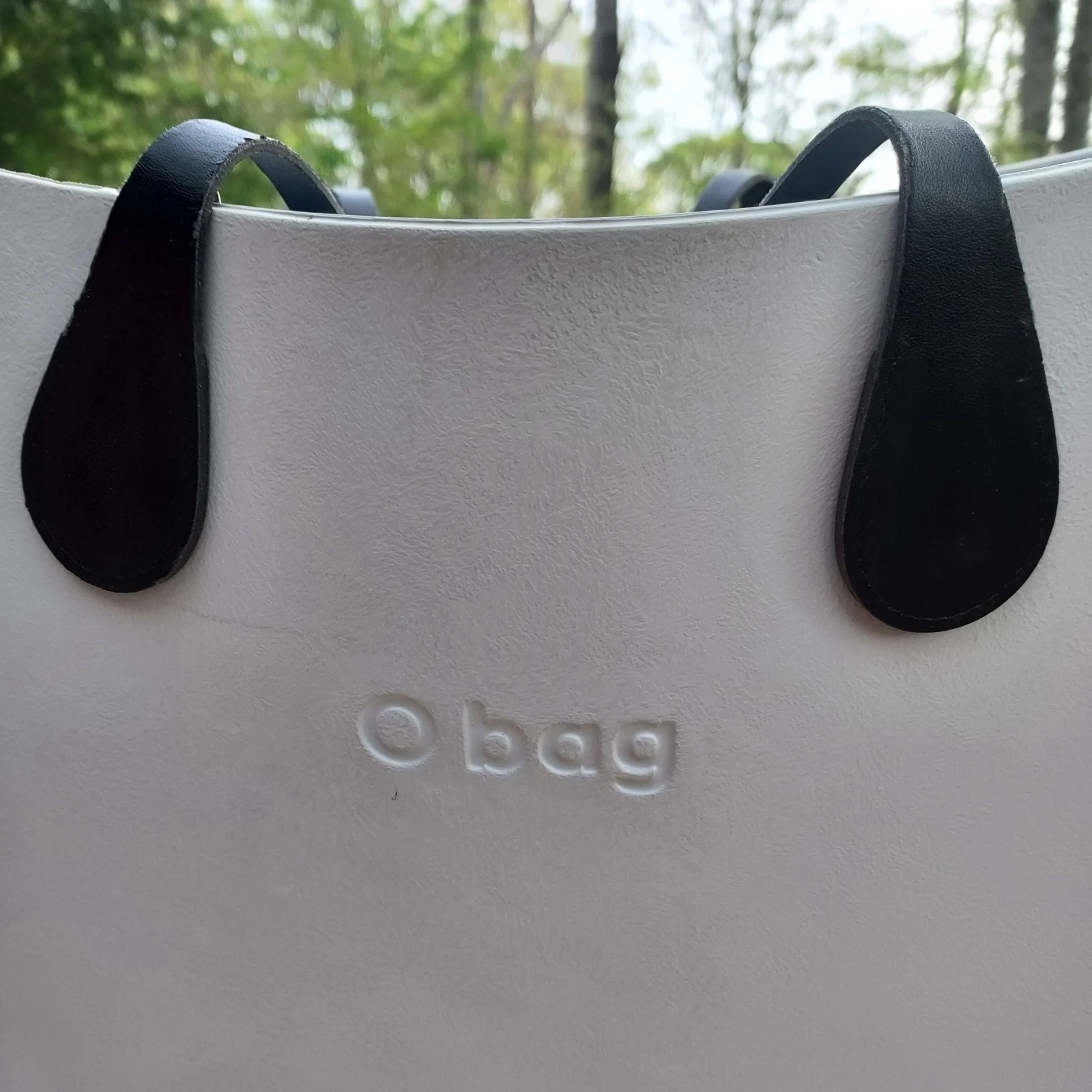 O BAG White With Green Shoulder Strap Beach Travel Lake Pool Durable Made Italy - O Bag