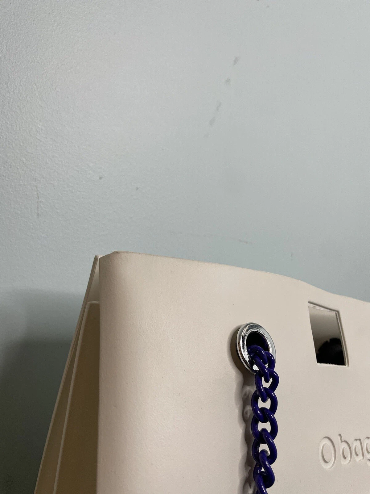 OBag Rubber White Tote Bag Handbag Double Chain Handles Classic Iconic - O Bag