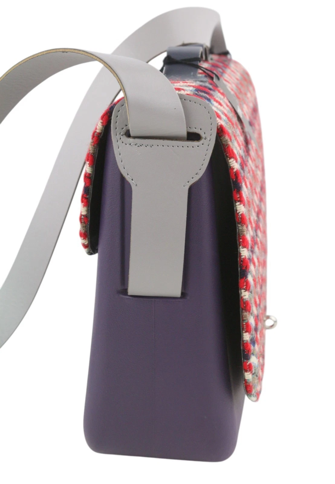 O BAG Ladies Folder Bag OS Purple Tweed Twist Closure Shoulder Bag - O Bag
