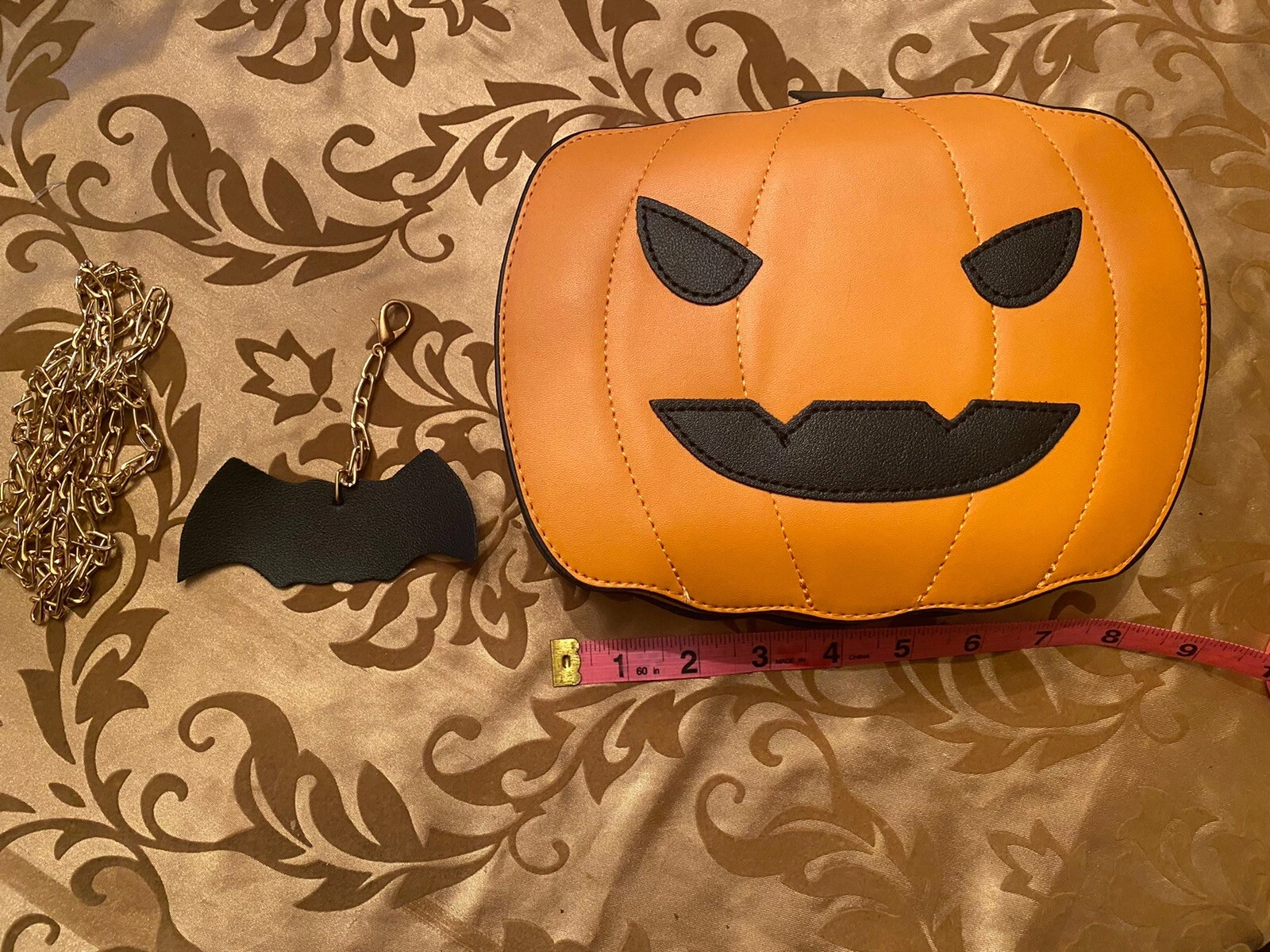 NEW HALLOWEEN JACK O'LANTERN PUMPKIN CROSSBODY Shaped Orange Purse Fun Cute - O Bag