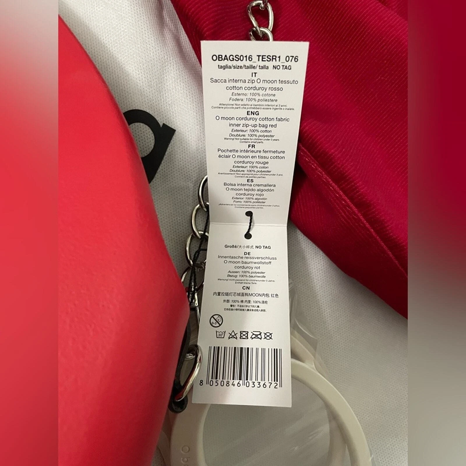 O Bag in red with interchangeable handles and removable chain shoulder strap - O Bag