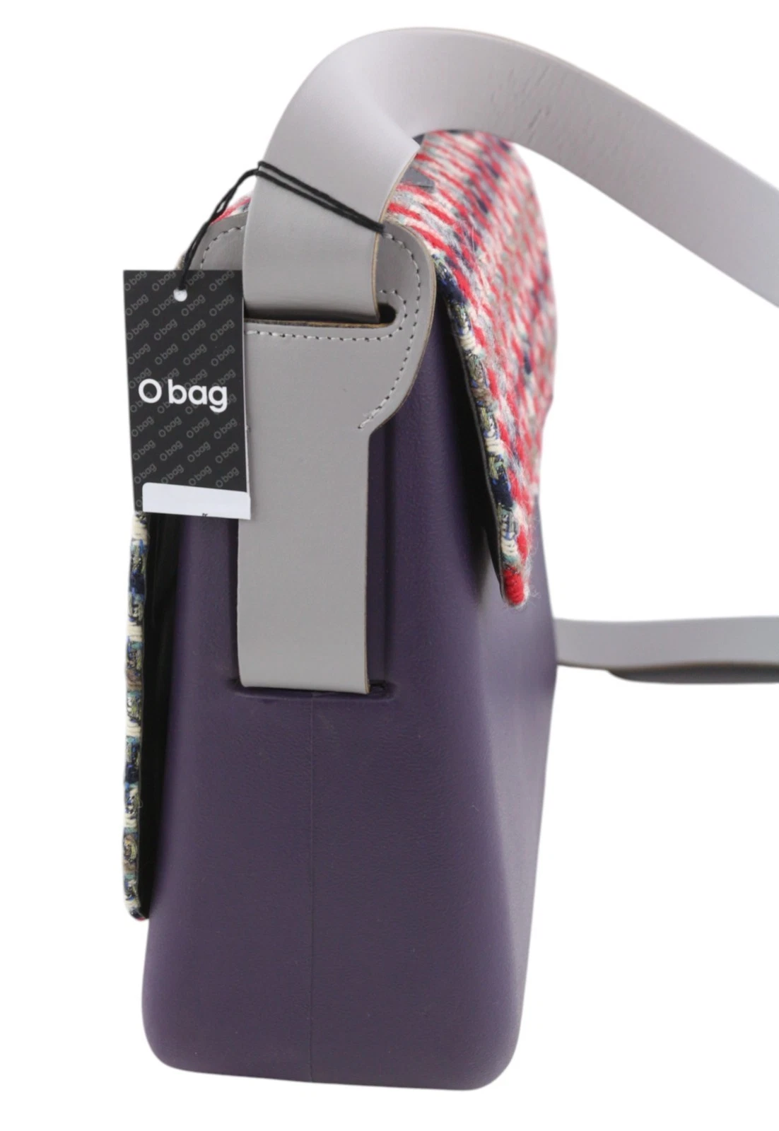 O BAG Ladies Folder Bag OS Purple Tweed Twist Closure Shoulder Bag - O Bag