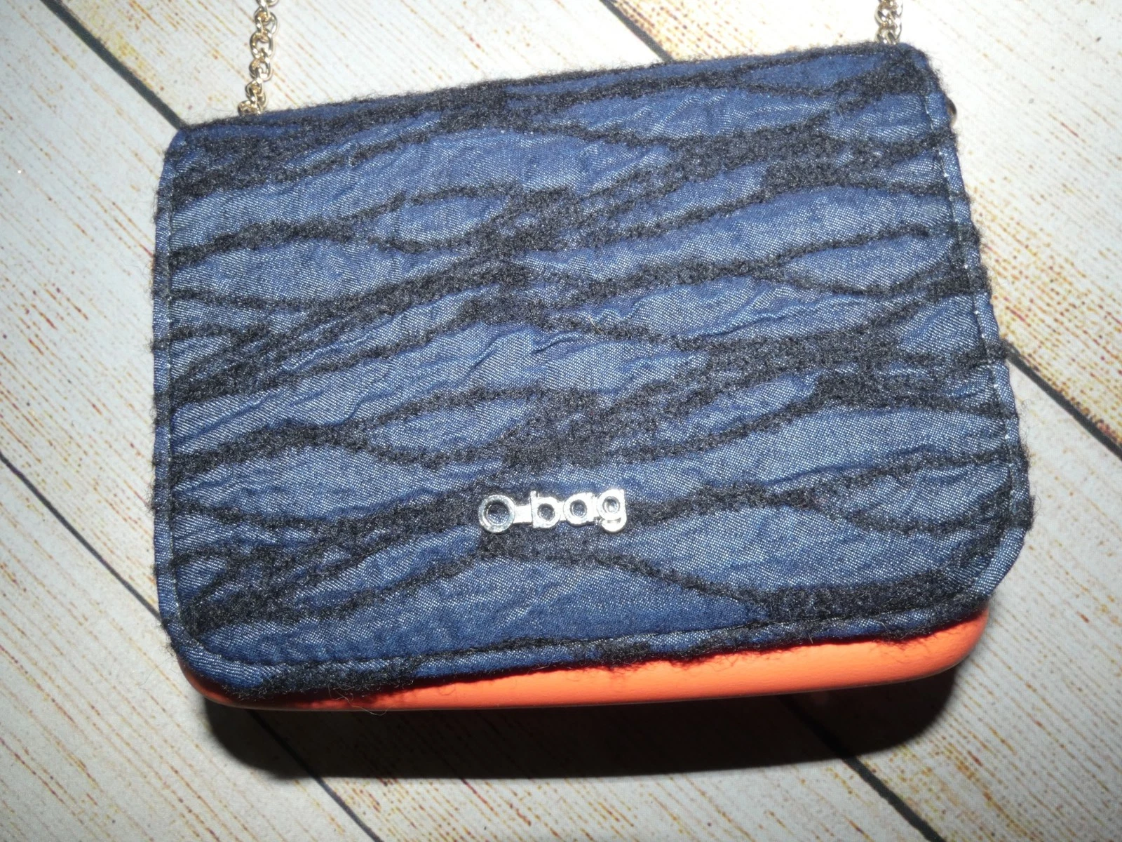 O Bag Italy Small Chain Link Mini Bag Coral Pink Blue Fabric Made in Italy - O Bag