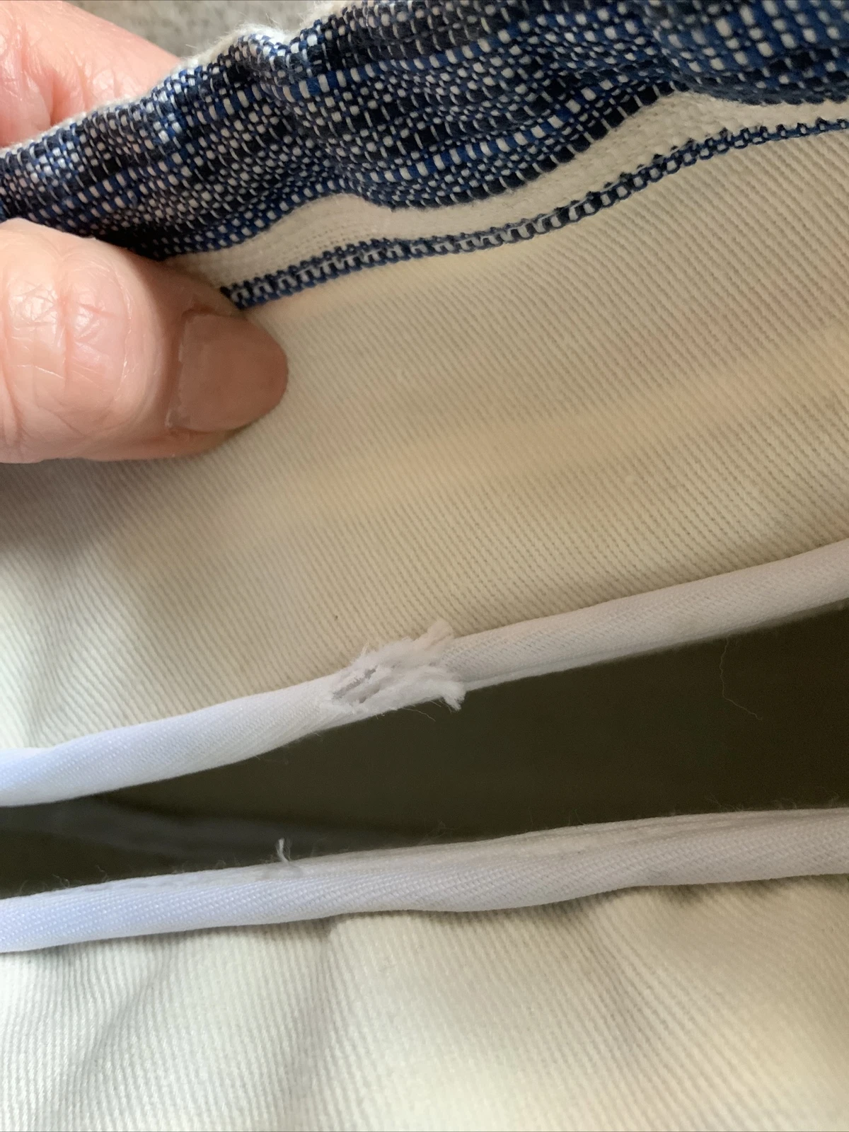 O Bag Made In Italy Rubber Shoulder Fabric Insert Chain Handle Blue Striped Flaw - O Bag