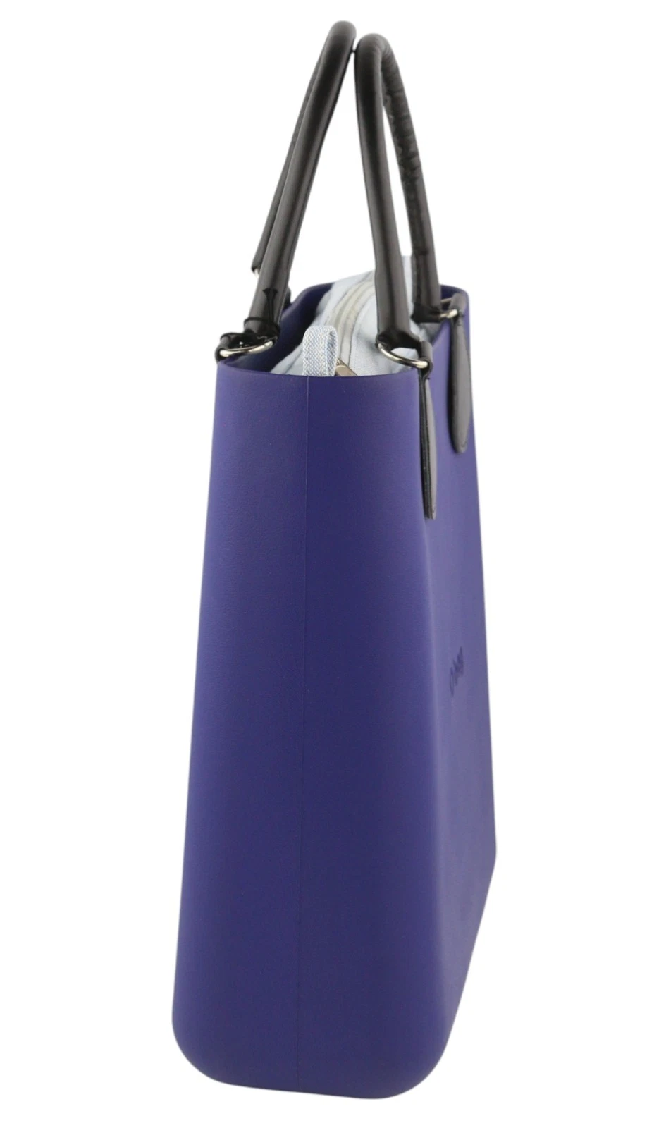 O Bag Chic Women Bag OS Blue Twin Handles Inner Pouch Mini Square Tote Logo - O Bag