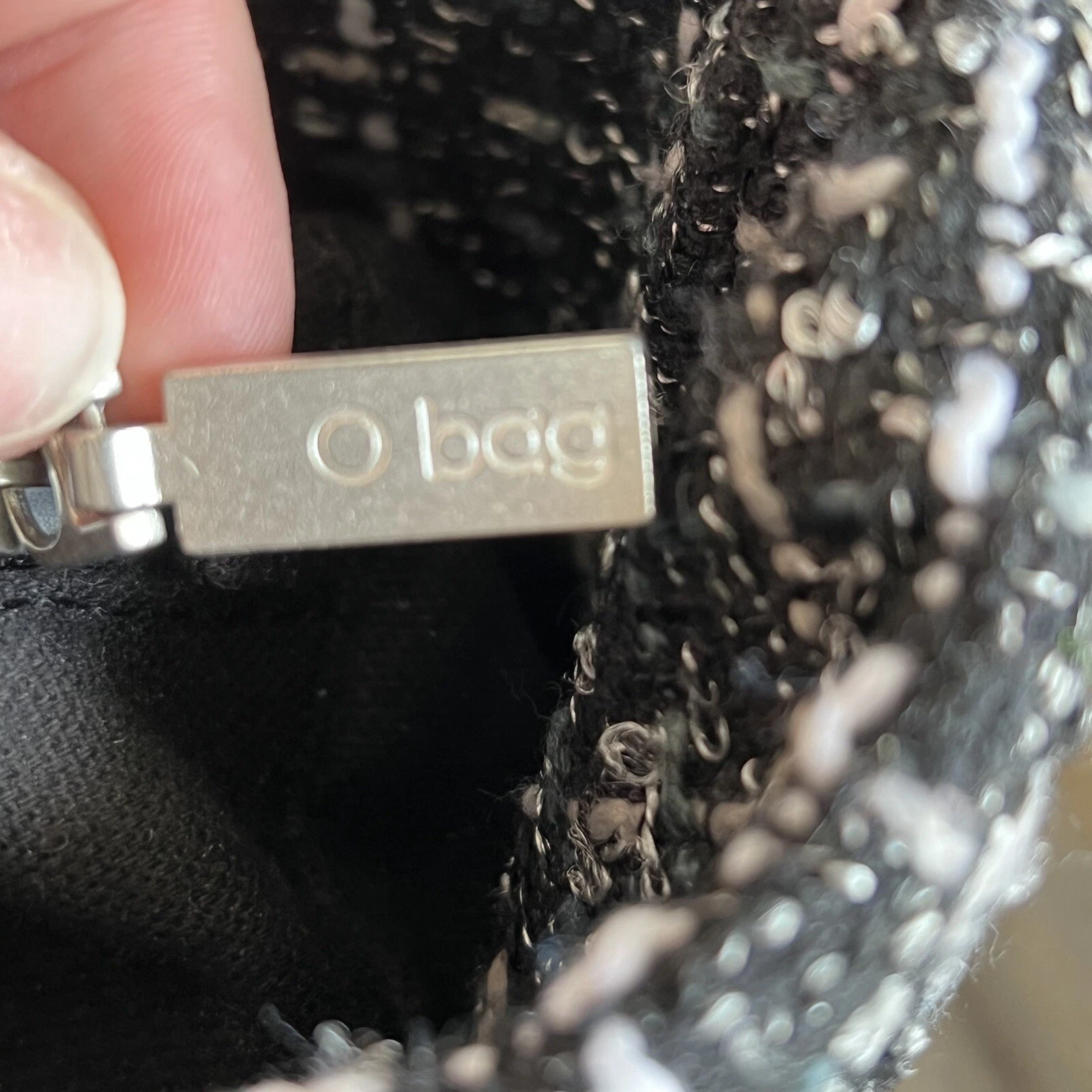 O bag Obag Italy Bronze Brown / Black Handles & Tweed Insert Tote Purse Handbag - O Bag