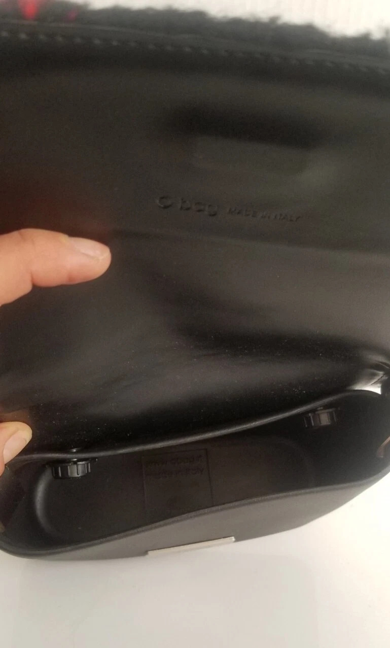 O BAG Small Purse Bag w/ Leather Handle Made in Italy Black Red Gray OPK04 - O Bag