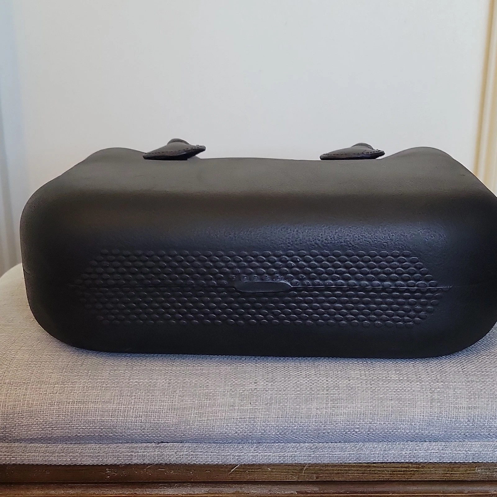 O bag, black tote, zip closure, floral lining, double handles, designer - O Bag