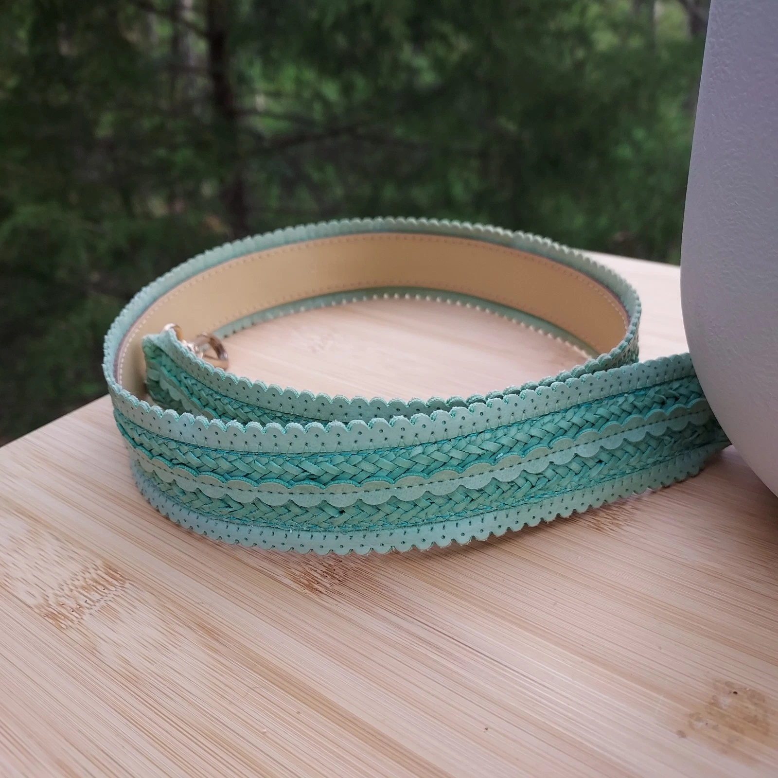 O BAG White With Green Shoulder Strap Beach Travel Lake Pool Durable Made Italy - O Bag