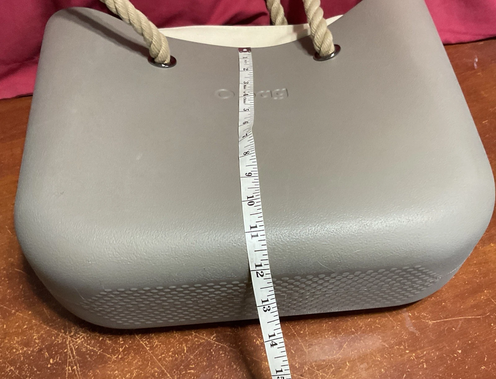 “O BAG “ ITALIAN MADE BAG GREY WATERPROOF ZIPPER LINER ROPE HANDLE - O Bag