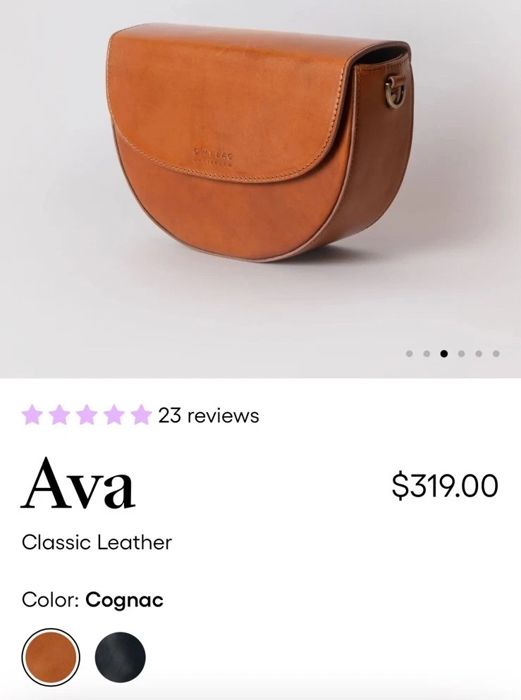 O My Bag Amsterdam AVA Cognac Leather Crossbody Saddle Bag Purse w/ 2 Straps EUC - O Bag