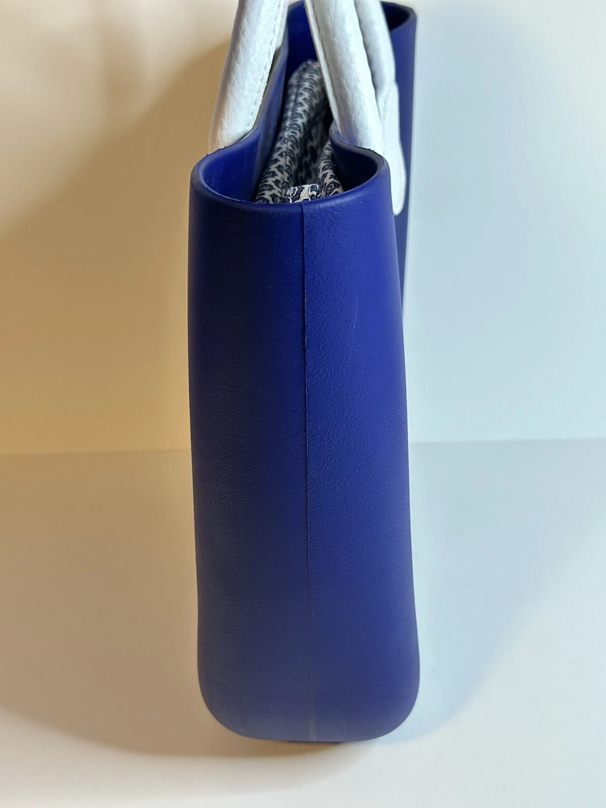 O Bag Italy Blue Waterproof Purse White Handles Removable Lining - O Bag