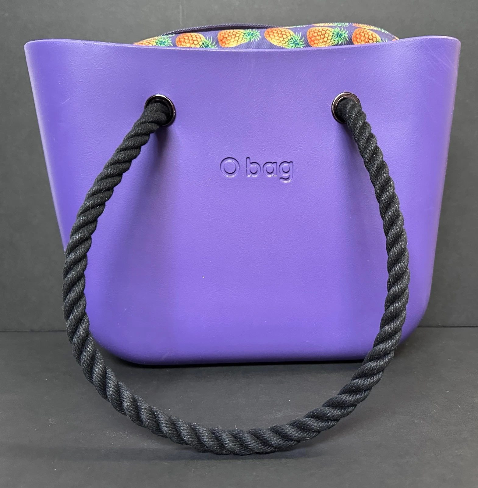 O BAG Italian PURPLE Handbag Purse Waterproof Tote Rope Handles Made in Italy - O Bag
