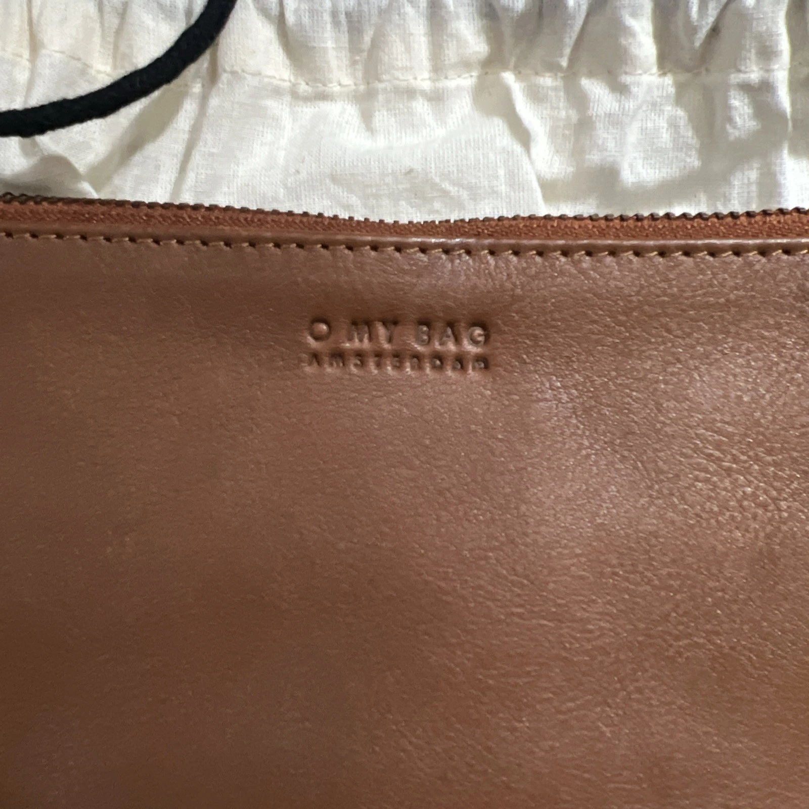 O My Bag Amsterdam Large Clutch Brown Cognac Classic Leather Wristlet Bag Wallet - O Bag