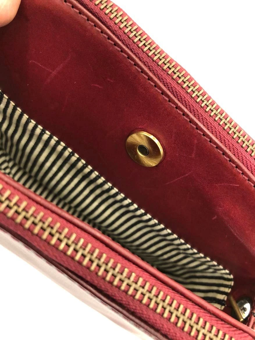 O My Bag Wine Red Leather Chain Shoulder Bag Used Ladies From Japan - O Bag