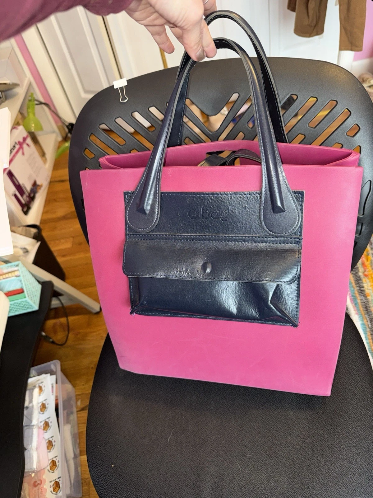 Obag RARE Made In Italy Thermoplastic Leather Handbag Backpack Borsca Pink EUC - O Bag