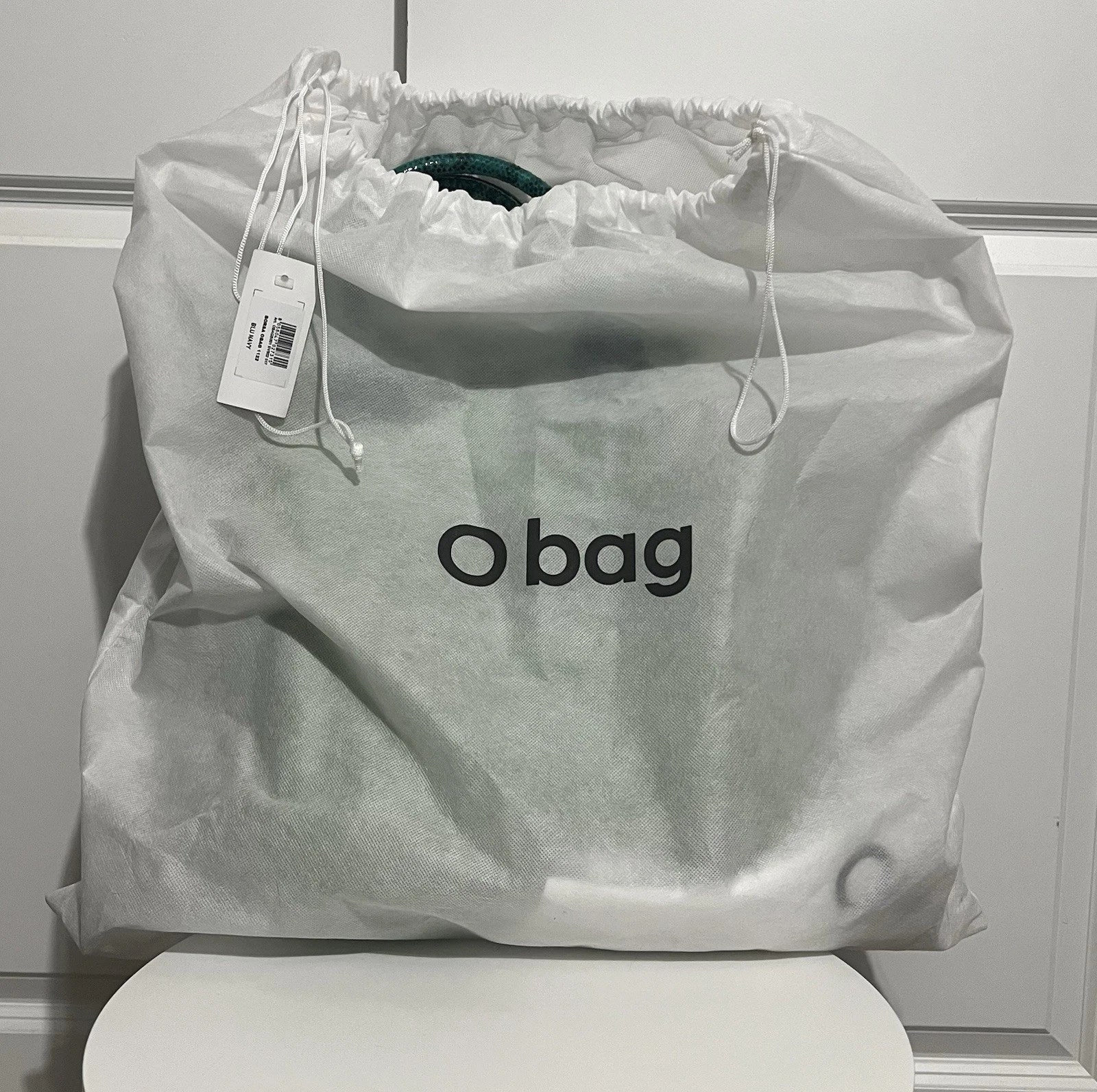 O bag Matcha Green W/ Blue Reptile Handles & Canvas Lining - O Bag