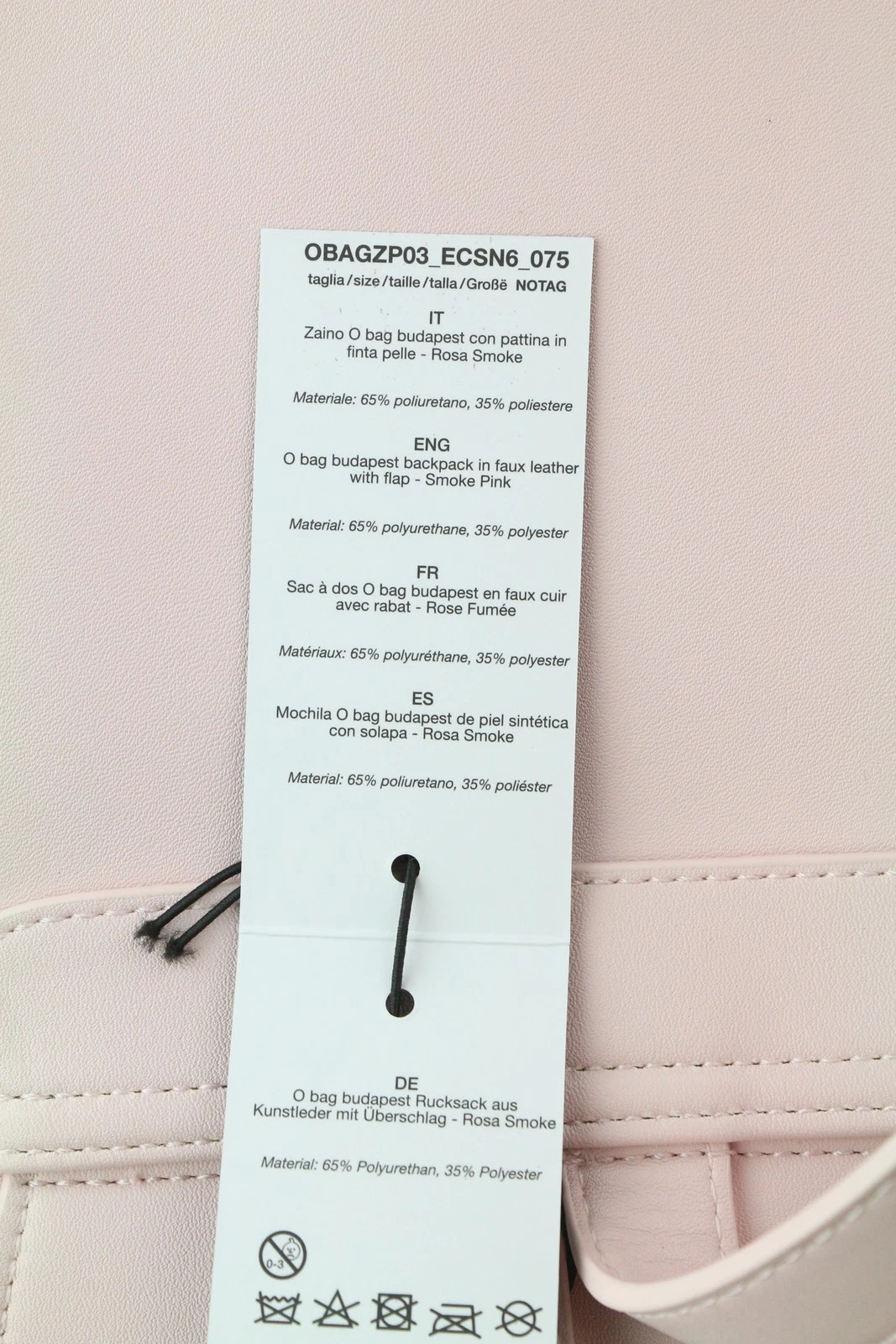 O Bag Zaino Women Bag OS Light Pink Double Handle Backpack Magnetic Closure - O Bag