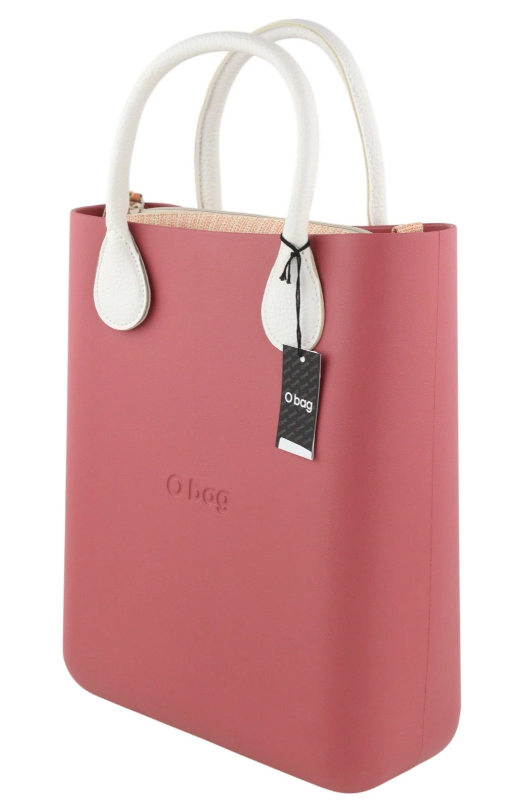 O Bag Chic Women Bag OS Pink Dual Handles Inner Pouch Mini Square Tote Logo - O Bag