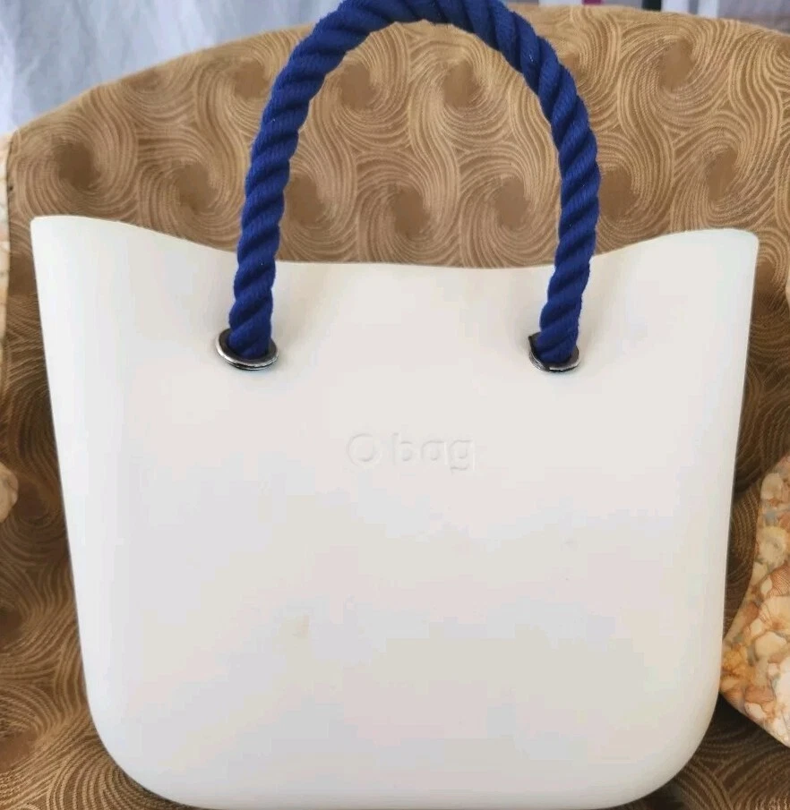Women's Obag Midi Bag White Original (like new) ROYAL BLUE HANDLES - O Bag