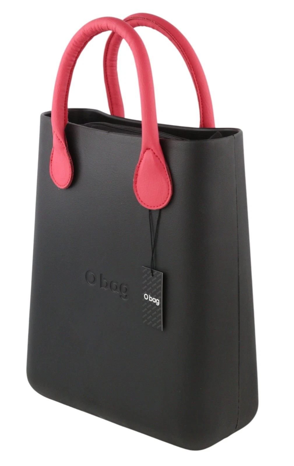 O Bag Chic Women Bag OS Black Dual Handles Inner Pouch Mini Square Tote Logo - O Bag