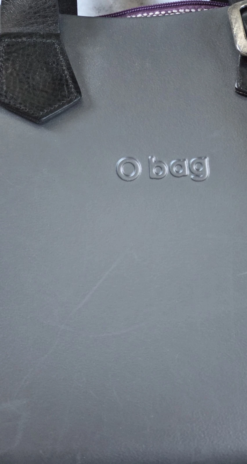 O Bag Italian Tote Handbag Leather Straps Zip Closure Made In Italy Medium - O Bag