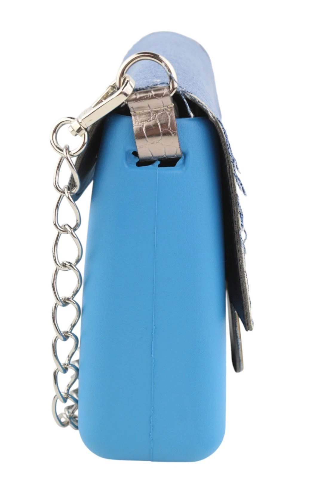 O BAG Glam Women's Bag OS Blue Denim Insert Chain Closure Shoulder Bag - O Bag