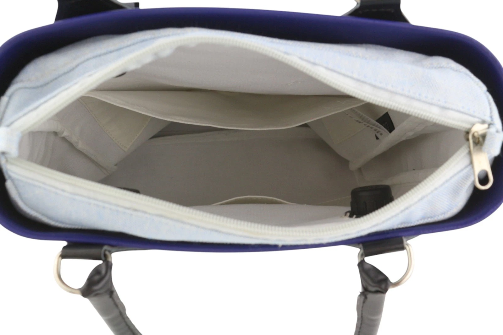 O Bag Chic Women Bag OS Blue Twin Handles Inner Pouch Mini Square Tote Logo - O Bag