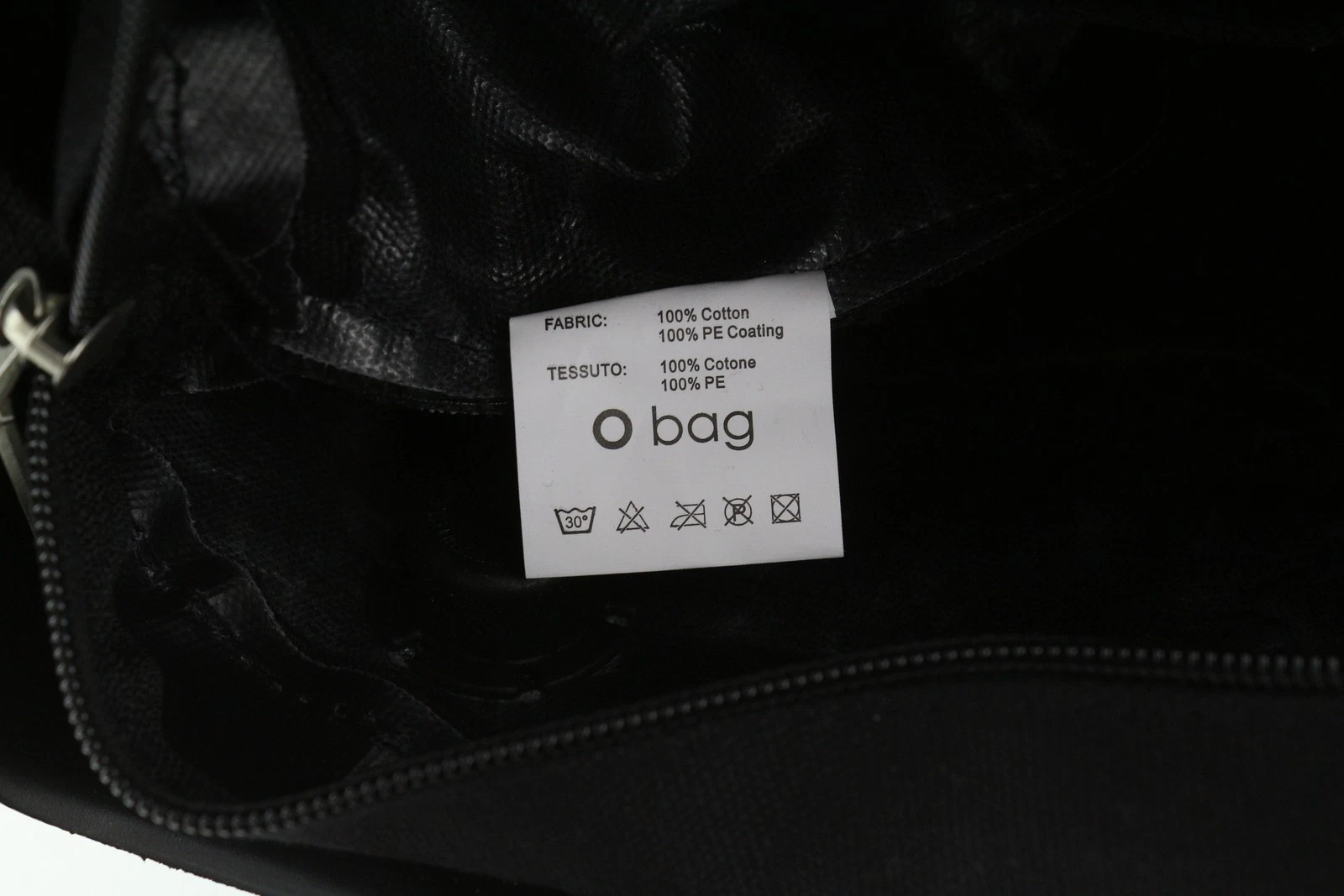 O Bag Chic Women's Bag OS Black Structured Pattern Front Inner Dark Tote - O Bag