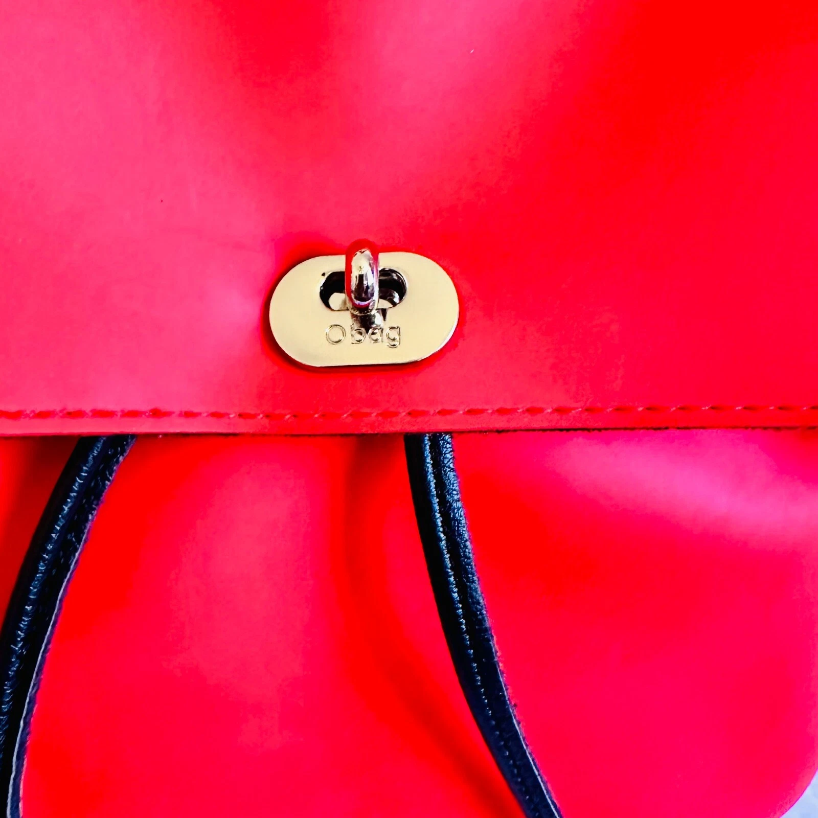 EUC O BAG RED BACKPACK WITH REMOVABLE TOP FLAP COVER - O Bag