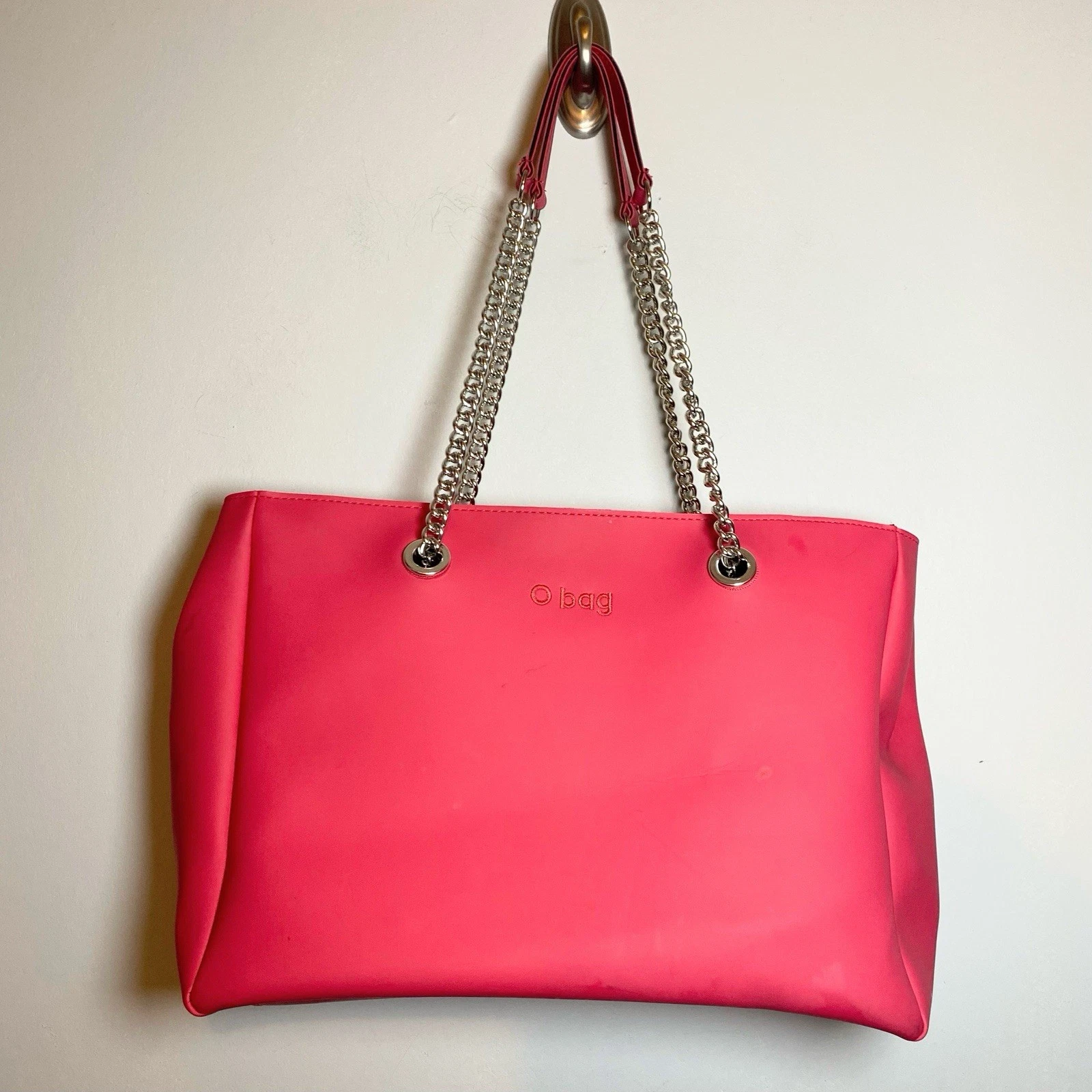 O Bag Unique Soft Melville Amarato Tote Bag Large Pink Chain Handles - O Bag