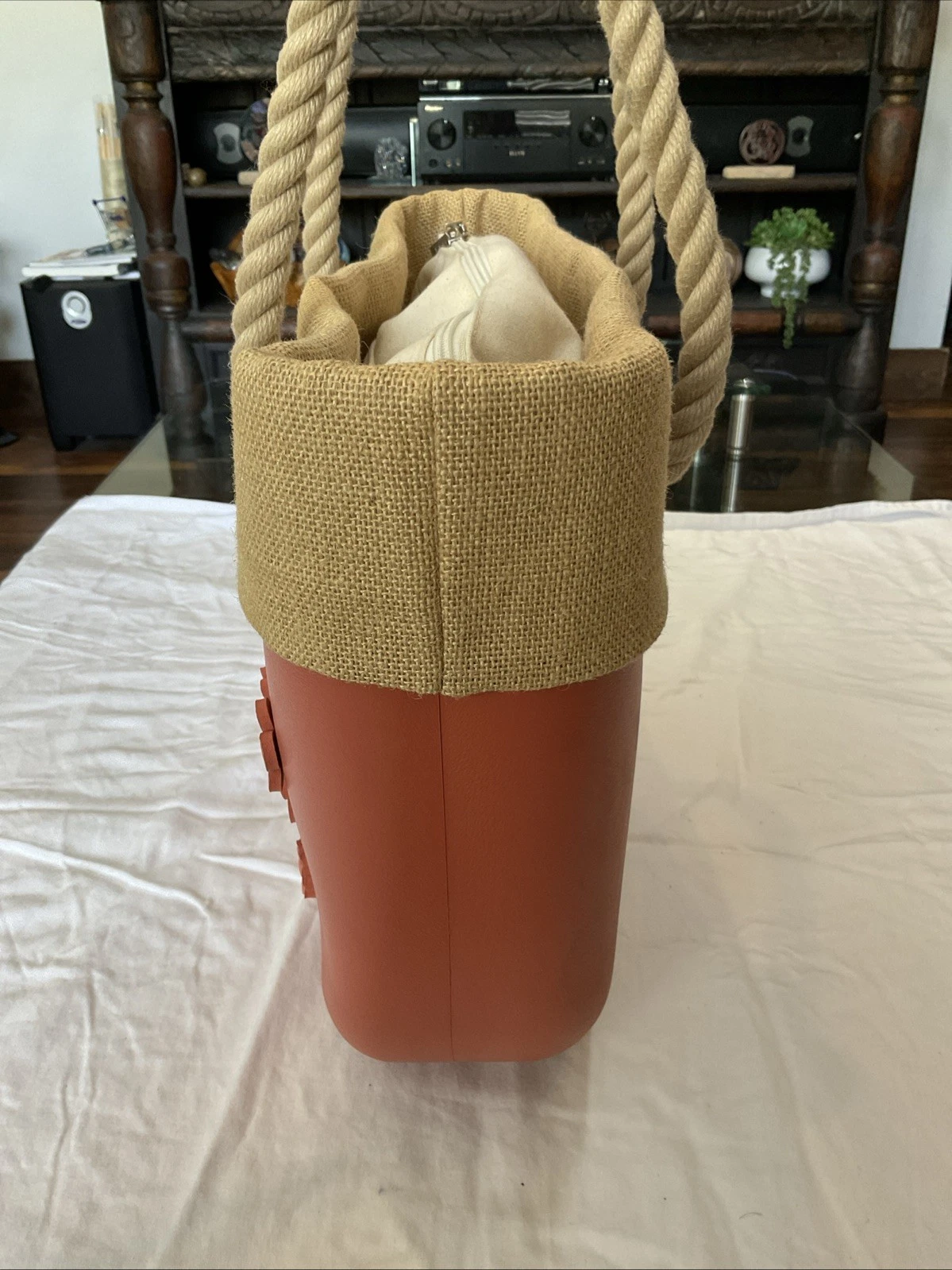 Medium Obag Flower With Trim, Rope - O Bag