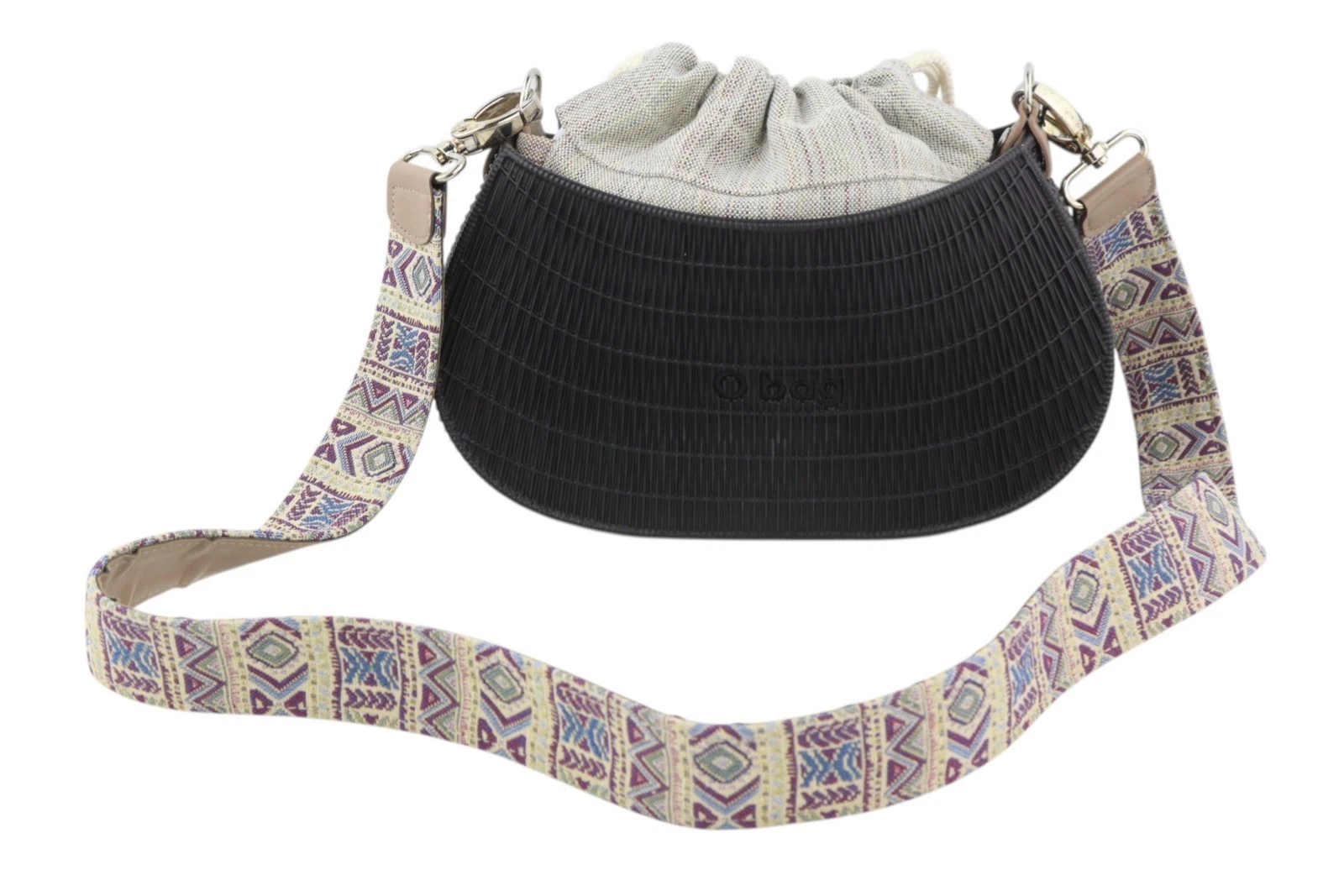 O Bag Swing Women's Bag OS Black Textured Silicone Half Moon Inner Crossbody - O Bag