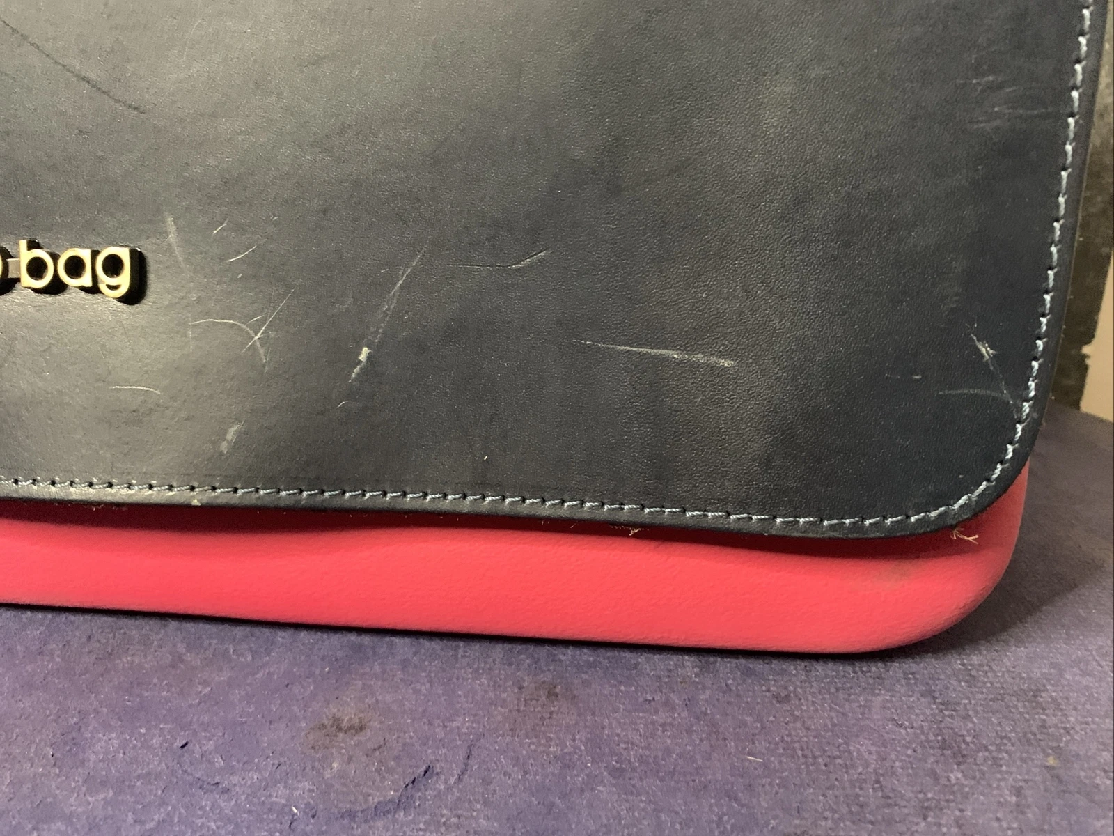 O Bag Pink Handbag - Made in Italy - White Removable Lining - Blue Top - O Bag