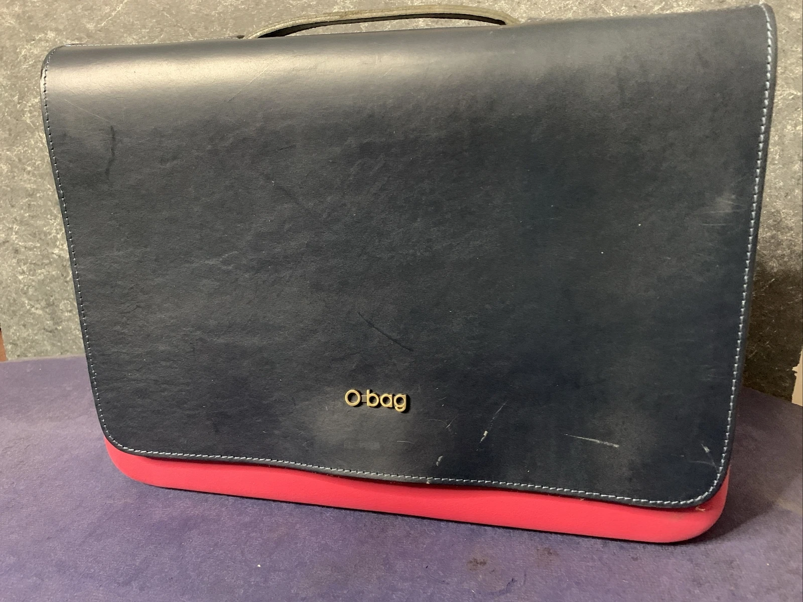 O Bag Pink Handbag - Made in Italy - White Removable Lining - Blue Top - O Bag