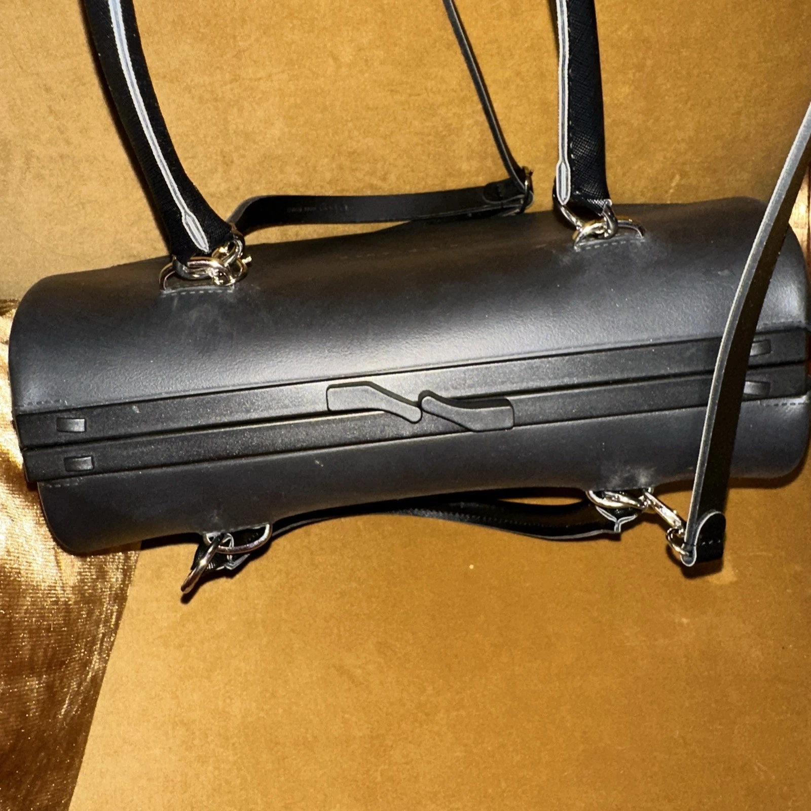 O BAG Handbag Black Eva Rubber Body Purse Made In Italy cross body & top handle - O Bag