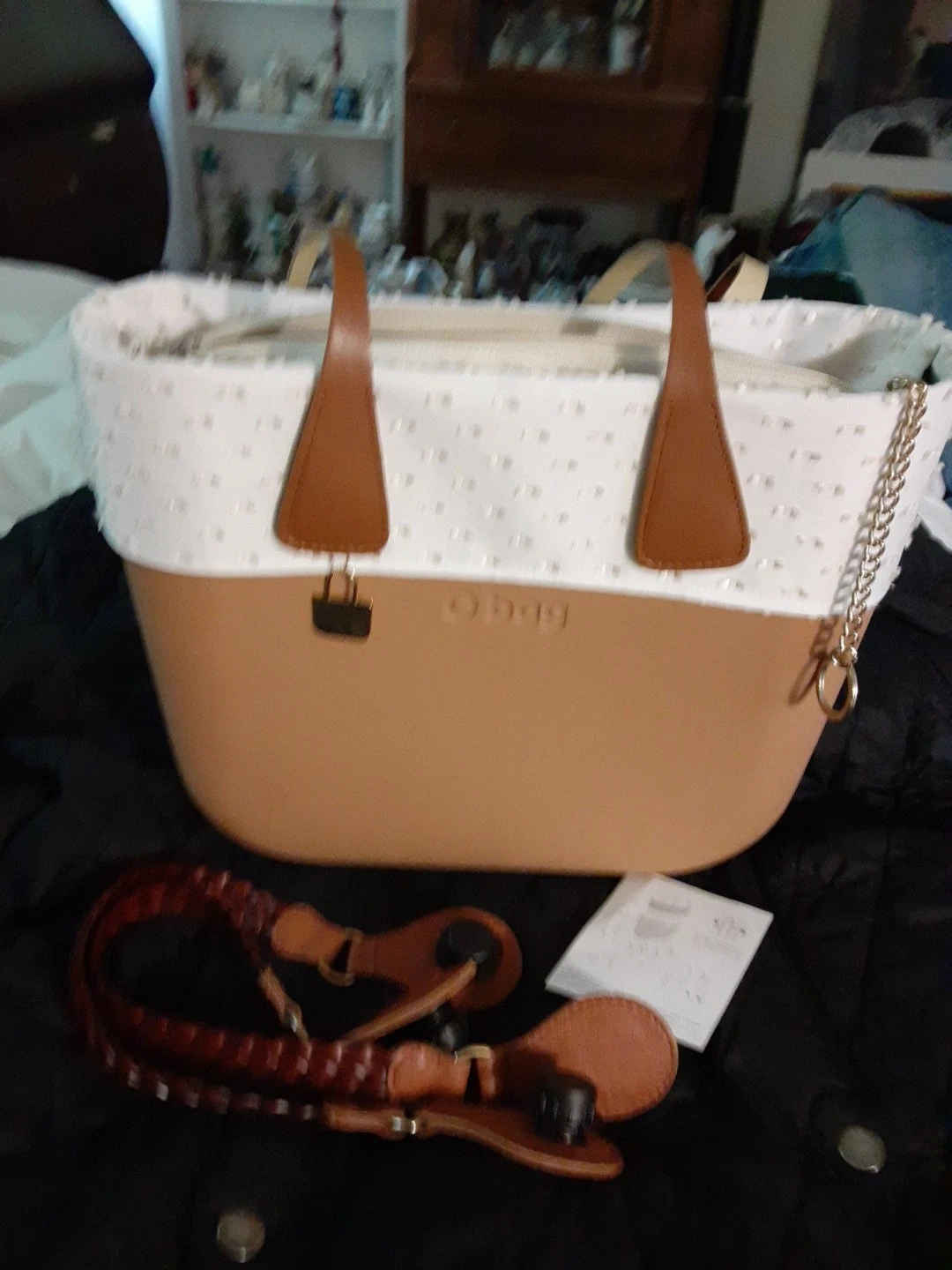 Obag 2 Way Taupe Plastic Tote Bag Italy - O Bag