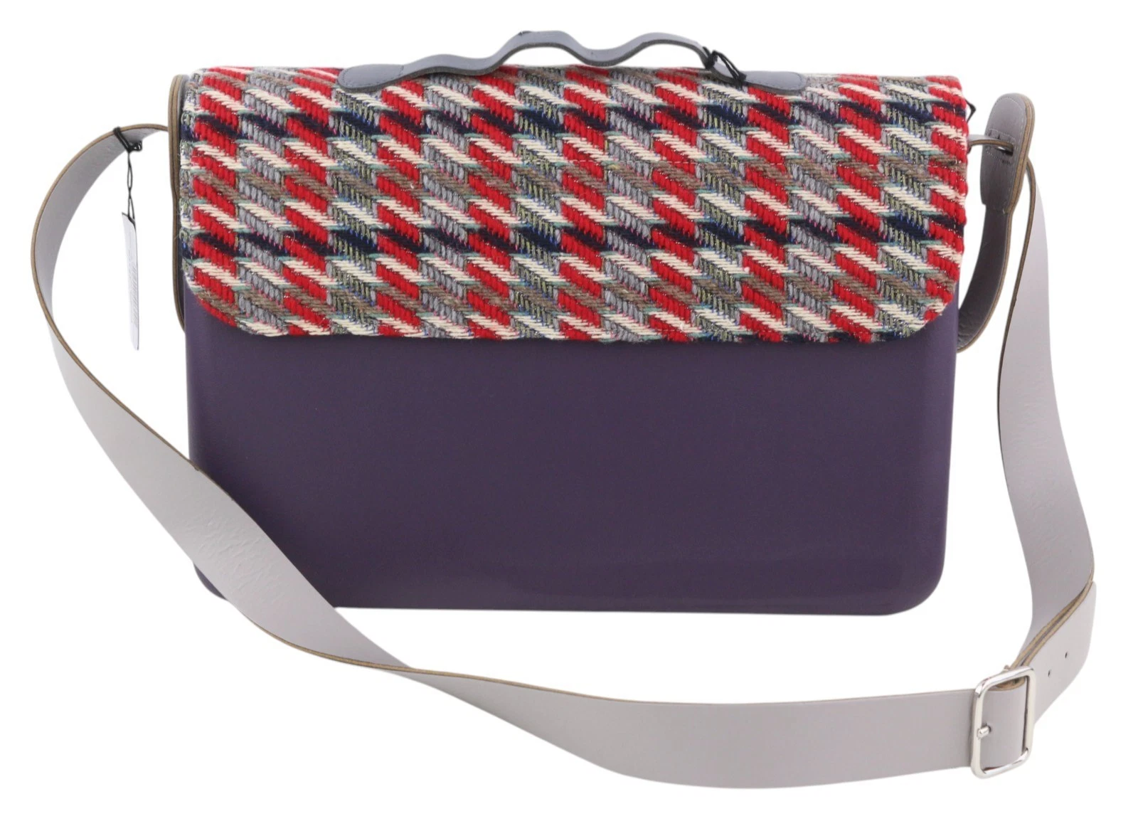 O BAG Ladies Folder Bag OS Purple Tweed Twist Closure Shoulder Bag - O Bag