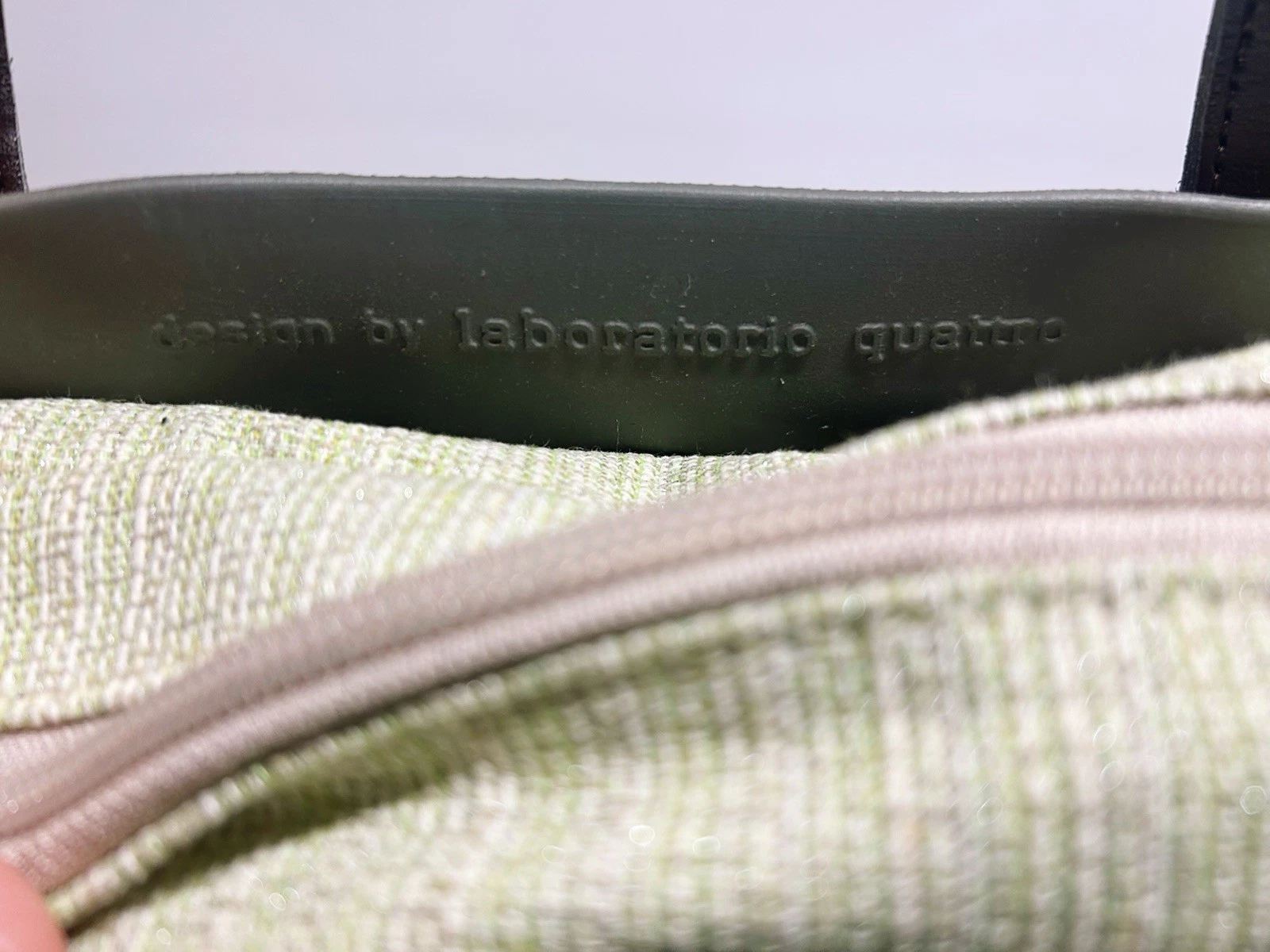 O bag Olive Green Rubber Tote Handbag w Removable Liner Insert Made In Italian - O Bag