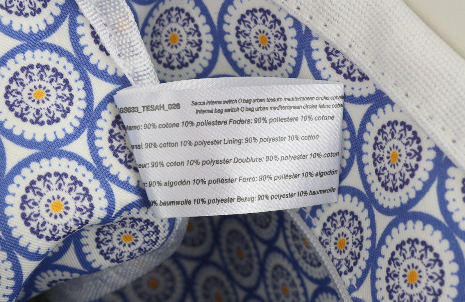 O Bag Urban Women Bag OS White Dual Handles Patterned Liner Trapeze Tote - O Bag