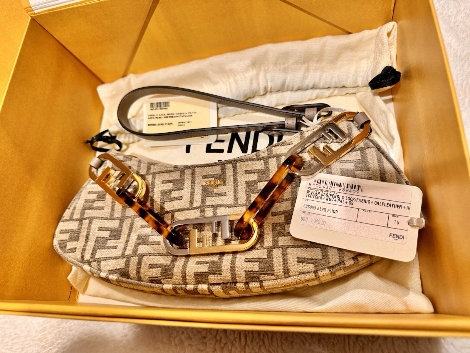 Femdi O Lock Cloth And Calfskin Leather Shoulder/clutch Bag 🔥Black Friday Sale - O Bag