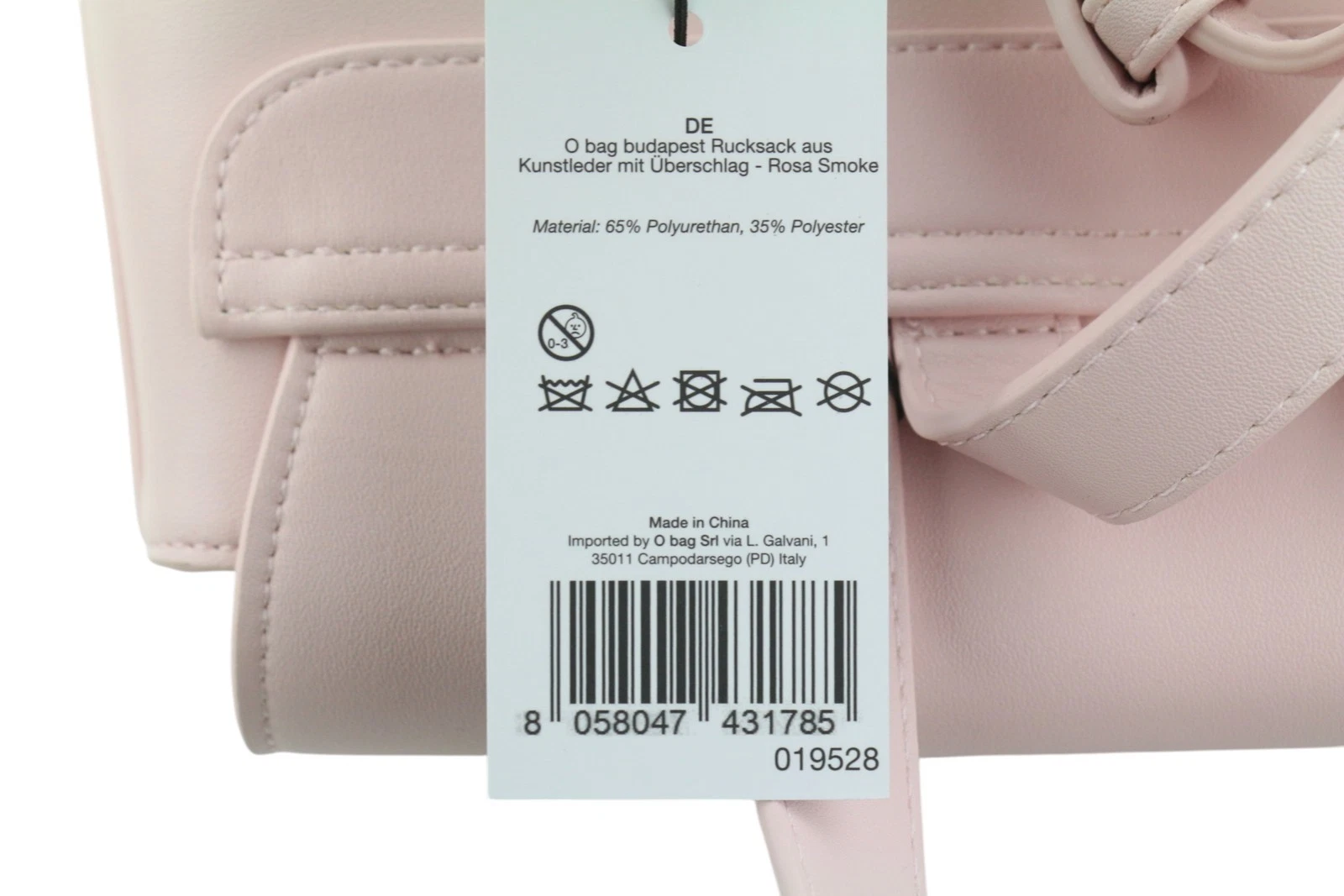 O BAG Women's Backpack Bag OS Light Pink Double Handle Rucksack Magnetic Closure - O Bag