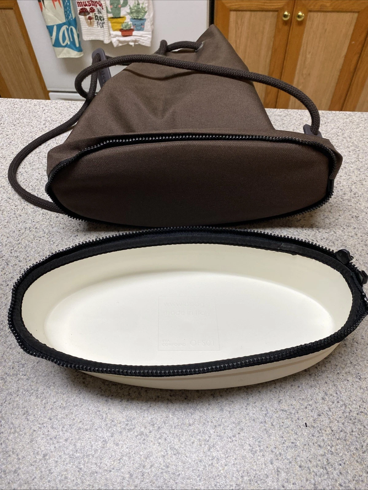 O Bag Obag Brown Bucket Bag Tote EVA & Canvas Drawstring Backpack Made In Italy - O Bag